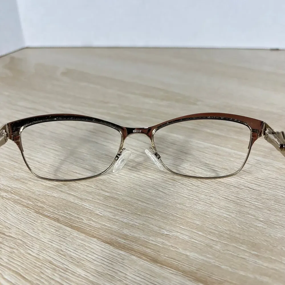 Tura TE255 GLD Eyeglasses Gold White Marble Frames 53-17-140 Italy Excellent
